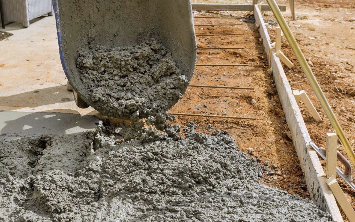 Concrete steps and stair construction on a residential property
